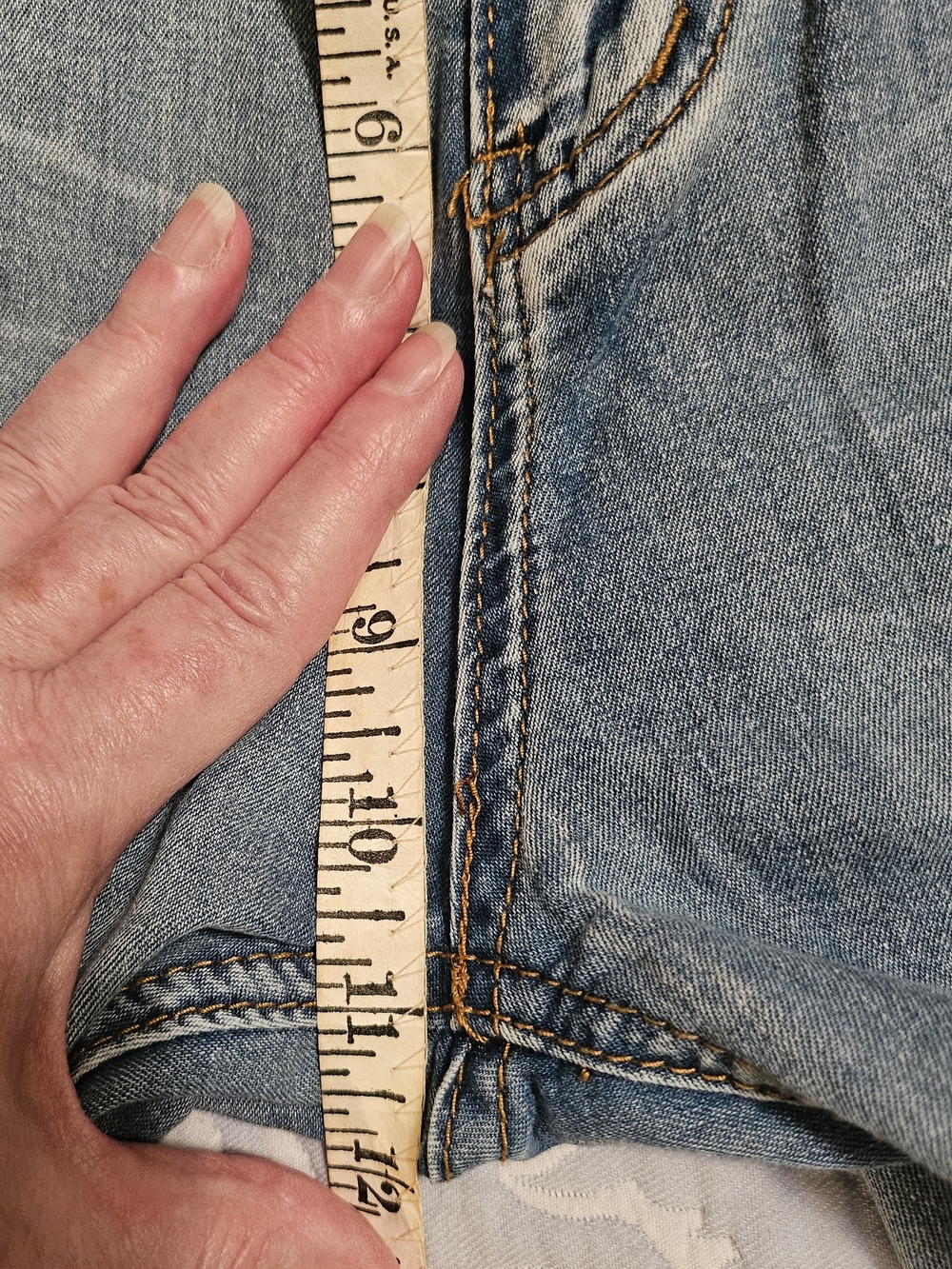 Merona Light Blue Wide-Leg Jeans with Flag Pocket - Blue, Red, White - Picture 8 of 8